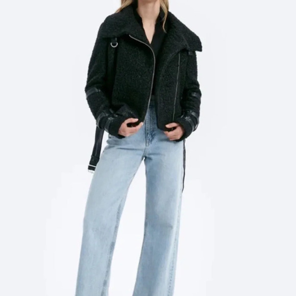 NWT Anthropologie CHRLDR  Milki Cropped Black Teddy Bear Jacket L - Picture 4 of 9